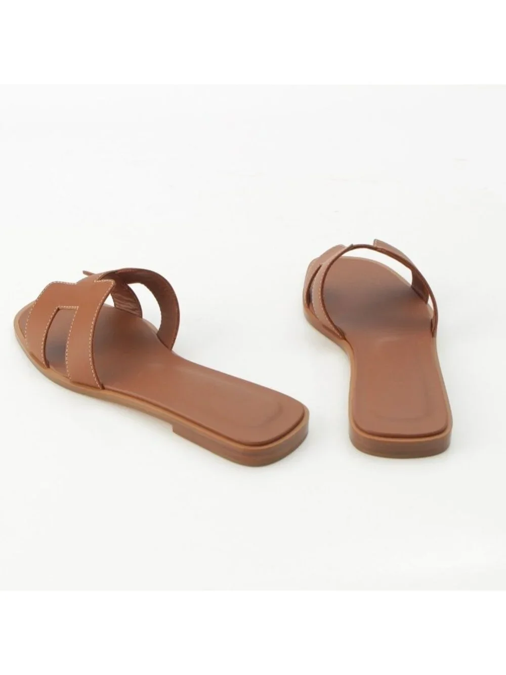 Hermes Oran Leather Sandals Gold